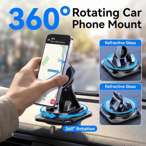 SUJAHHUJIQ Phone Holder Car - 360°Adjustable Dashboard Mount, Non-Slip Car Phone Holder Compatible for All Smartphone, Universal Car Phone Mount (1 Pack) — view 6