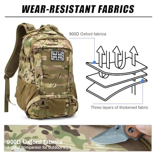 Jueachy Military Tactical Backpack 30L Water Resistant Rucksack for Men — view 6