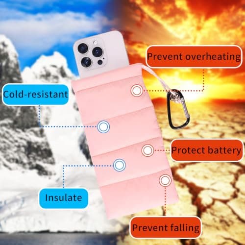 Lyreh Thermal Phone Case with Carabiner, Universal Cellphone Pouch (Pink) — view 3