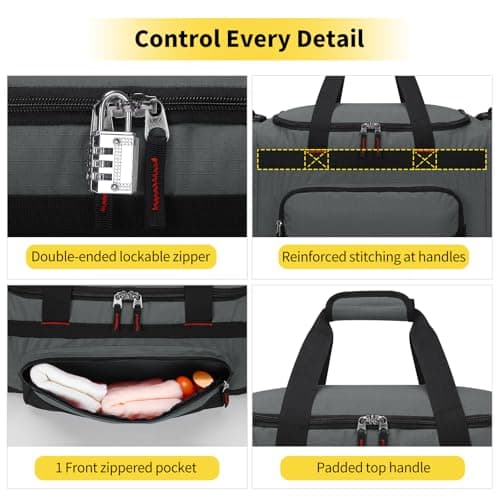55L Large Sports Holdall Bags for Men, 22 Inch Gym Duffle Bag with Multi Pockets, Travel Fitness Weekend Overnight Bag - Dark Grey — view 5