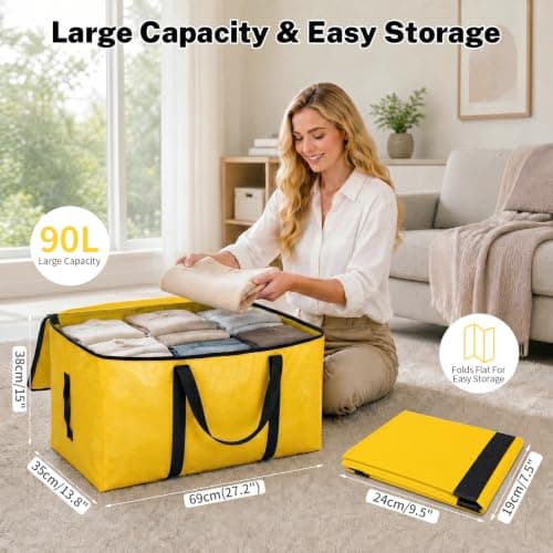 6 Pack Heavy Duty Moving Bags, 90L Extra Large Storage Bags with Dual Zips — view 2