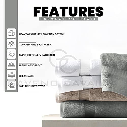 GC GAVENO CAVAILIA Extra Large Bath Sheet 2 Piece - 700 gsm Hotel Quality Egyptian Cotton Extra Large Towels 100X 180 Cm - Extra Soft Bathroom Towel - Charcoal — view 3