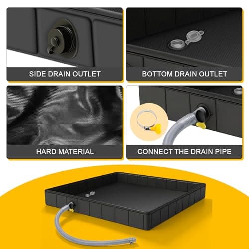 YedZen Foldable Camping Shower Tray, 2 Drain Holes, 1M Drain Pipe＆Anti-Slip — view 2