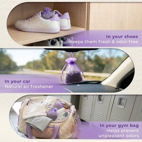 English Lavender Bags – Natural Moth Repellent & Air Freshener – Set of 20 – Air Freshener for Wardrobes, Drawers, Bathrooms, Clothes Storage – 100% Organic Premium Lavender — view 5