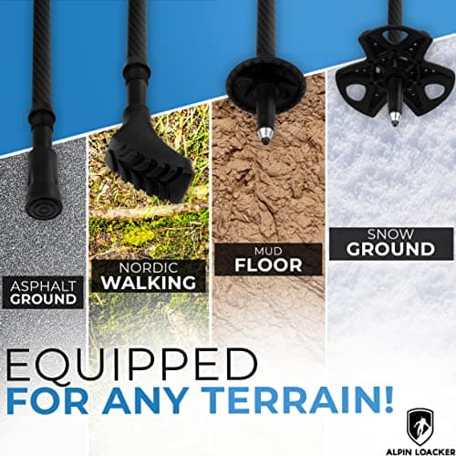 Alpin Loacker Hiking Poles Foldable Aluminium with Cork Handle I Nordic Walking Poles Women and Men for Skiing and Hiking I Lightweight Foldable Trekking Poles Telescopic for Mountain Sports, 115-135 — view 5