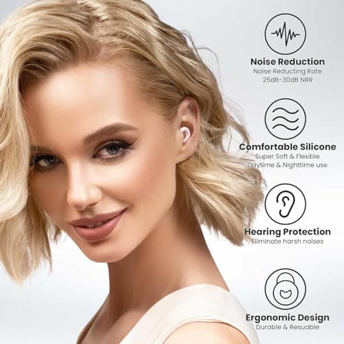 JUSTRVN Ear Plugs for Sleeping, 2 Pairs of Reusable Earplugs for Noise Reduction 25dB-30dB with 8 Ear Tips, Soft Hearing Protection Ear Plugs for Concert,Noise Sensitivity, Study & Work — view 4