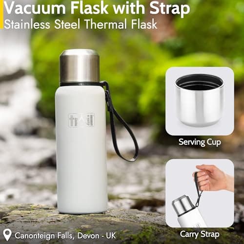Trail Vacuum Flask with Strap, Camping & Travel, 600ml, White — view 2