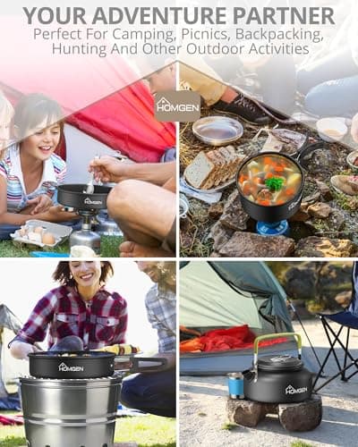 HOMGEN Aluminium Camping Cooking Set with Folding Cutlery for 2-3 People — view 6