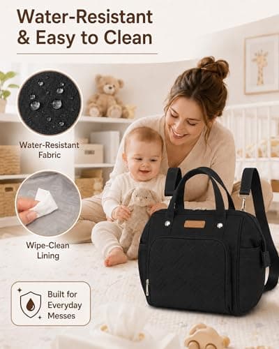 FHELAD Small Diaper bag,Diaper Bag for Toddlers,Mini Tote for Shopping Walking,Compact Backpack for Travel, Black1, Compact — view 6