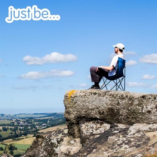 just be... Camping Chair (2 Pack) – Lightweight, Foldable & Portable Outdoor Seat with Armrests, Cup Holder & Carry Bag | For Adults & Kids | Garden, Beach, Festival & Fishing – Black/Blue Trim — view 6