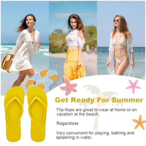 Aomig Unisex Flip Flops Ladies Girl Men Flatform Beach Flip-Flop Slim Rubber Flip Flops Women's Yoga Mat Comfortable Beach Platform Sandals Slip-Resistant Flat Flip Flops(Yellow-UK Size-8-8.5) — view 6
