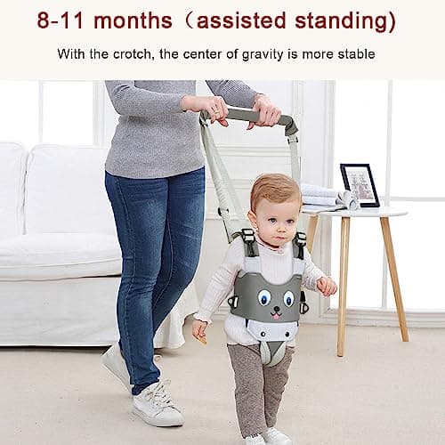 Vicloon Baby Walking Harness, Safe Walking Belt, Hand-Held Baby Walker, Removable, Adjustable Walking Harness, Breathable Handheld Baby Walker Toddler Walking Assistant - Grey Puppy — view 5