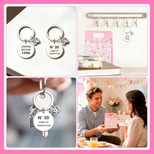 Scinzene 30th Birthday Gift Set for Women, Limited Edition 1996, Cotton Socks and Stainless Steel Keyring with Gift Bags, Funny 30th Birthday Gift for Women — view 5