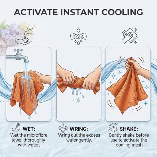 Reusable Microfibre Cooling Towel with Storage Bottle, Orange, 1 Piece — view 5