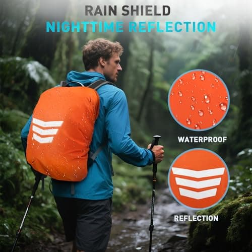 Geila Rucksack 35L Hiking Backpack，Mountaineering Backpack with Rain Cover for Travelling Outdoors Camping Mountaineering Hiking Cycling Climbing (35L-Blue) — view 6