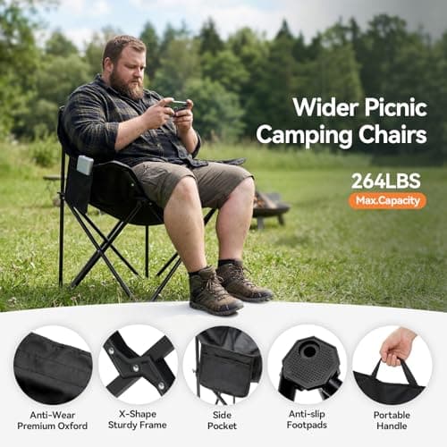 Warmiehomy Garden Table and Chairs Set 4, Foldable Camping Table Set, Camping Table and Chairs, Carbon Steel Folding Table and Chairs with Side Pocket & Carry Bag for Indoor Outdoor BBQ (95cm Table) — view 4