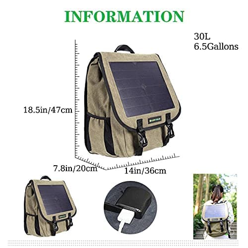 GQYYS Solar Backpack Foldable Hiking Daypack, with 5V Solar Panel and USB Port to Power All Your Devices, 30L Hiking Backpack Water Resistant Outdoor Sports Travel Daypack Lightweight — view 6