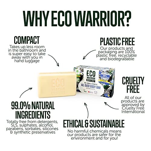 Eco Warrior Men's All Over Body Soap Bar, Shea Butter, Natural, 100g — view 4