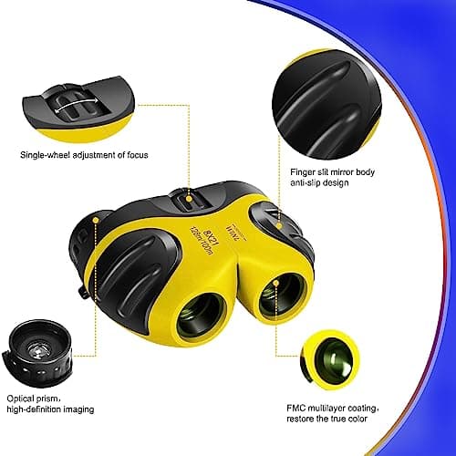 JRD&BS WINL Mini Children's Binoculars Toys for 4-5 Year Old Boys & Girls Gifts,8 X 21 Kids Binoculars for Children,Compact Telescope Boys Gifts 4-8 Years Old to Bird Watching &Scenery(Yellow) — view 6