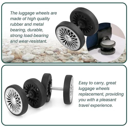 Ech.Apr Luggage Wheels Replacement 55mm x 11mm, 8 Pcs Suitcase Replacement Double-Row Wheels Wear Resistant Rubber Repair Wheels for Luggage, Grey — view 4