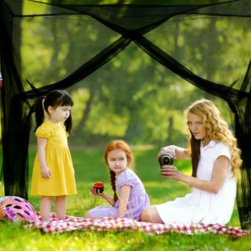 Mosquito Net for Bed, 4 Corner Post Curtains-Single-Door Design Bed Canopy Single Bed Mosquito Net Set Bed Canopy for Girls Easy Installation for Travel and Home Garden, Camping (Black) — view 4