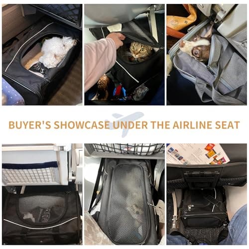 Petsfit Cat Carrier，Airline Approved Carrier,Small Dogs &Kitten Pet Carriers Two-Way Placement on Airplane, Collapsible Soft Sided Cat Travel Carrier-Grey — view 6