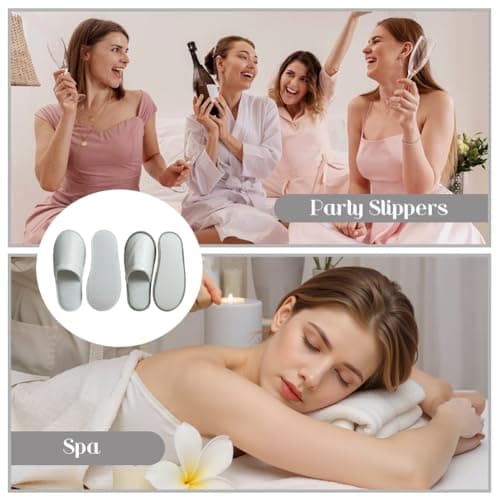 EQLEF 2 Pairs Spa Slippers for Women and Men, Disposable Travel Slippers Closed Toe White House Hotel Slippers for Party Guest — view 5