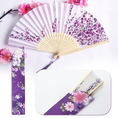 Belegao 2PCS Folding Hand Fans with Pouch and Tassel Elegant Hand Fans — view 4