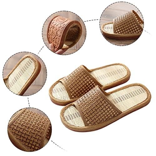 Unisex Bamboo Slippers - Breathable Woven Sandals, Eco-Friendly Indoor, Summer House Shoes, Lightweight Non-Slip Natural Straw, Casual Footwear — view 6