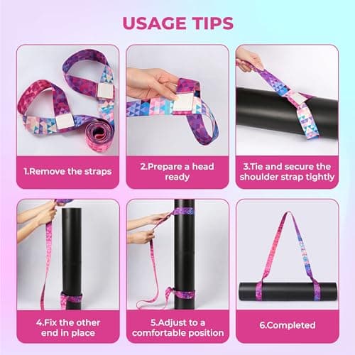 Yoga Mat Strap, Adjustable Multicolor Carrying Shoulder Strap for Yoga Mat — view 6