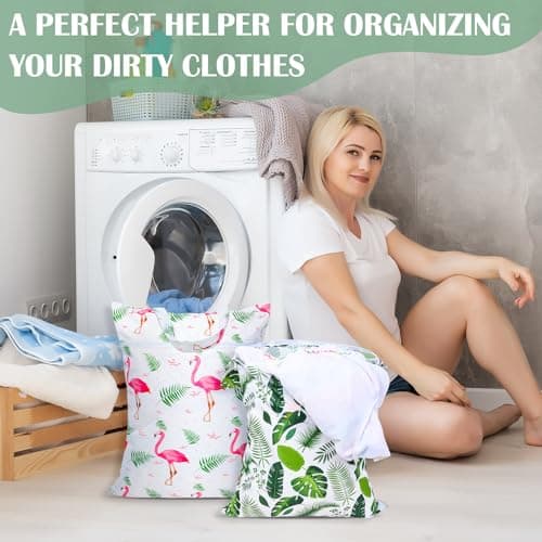 2 Pcs Large Travel Laundry Bags - Waterproof with Handle, Washable Dirty Clothes Bags for Travel, Wet & Dry Bag, Bathing Suit & Gym Clothes Laundry, Swimming Pool & College Dorm — view 2