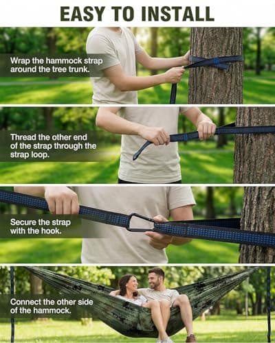 Zumhigh Camping Hammock 270x140CM with Mosquito Net, Ultra Lightweight Durable 210T Parachute Nylon Travel with Tree Straps Easy to Setup Hammock Camping for Outdoor — view 4
