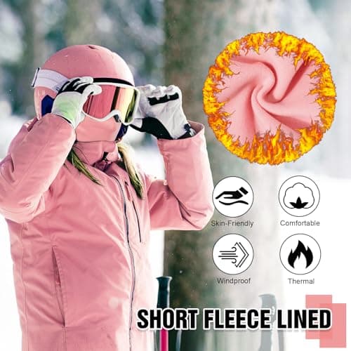 AYPOW Kids Winter Thermal Balaclava, Multifunction Windproof Warm Ski Mask Cycling Full Face Cover Under Helmet Hat with Neck Warmer, for 4-12 Years Boys Girls Children Winter Outdoor Sports Pink — view 6