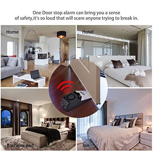 Wireless Security Alarm System and Door Stop Alarm, Portable Door Stopper with 120 dB Security Alarm, 90dB Door Window Burglar Alarm Doorbell, Personal Safety Kits for Home Travel Hotel Garage (3) — view 4