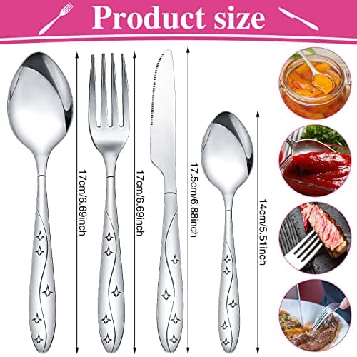 4 Pcs Cutlery Set, Camping Utensil Set, Knife and Fork Flatware Set — view 2