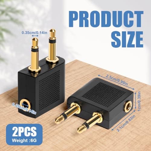 AXFEE 2PC Airplane Flight Headphone Adapters,3.5mm Airplane Flight Adapters — view 2