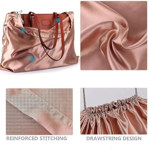 LKXHarleya Drawstring Pouch, 11.02" x 12.99" Silk Cloth Storage Bag for Handbag Purse Shoes Boots Travel, Rose Gold — view 6
