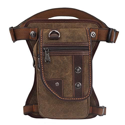 Canvas Drop Leg Bag Hiking Waist Pack for Men Women Outdoor Travel Motorcycle Bike Riding Cycling Fishing Walking Multi-Purpose Thigh Fanny Pouch