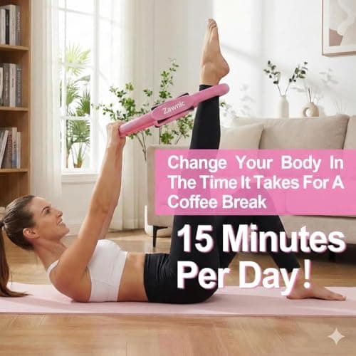 ZAWNIC 13-pcs Home Pilates Essentials Kit for Women – 9inch Yoga Ball, Figure-8 Resistance Band, Pilates Ring, Exercise Bands & Accessories – Beginner Pilates Equipment Set for Home Workouts (Pink) — view 5
