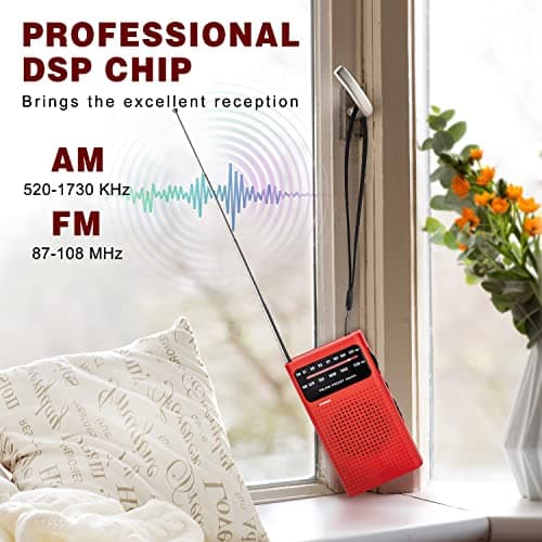 Tendak Small Radio, Portable Radio FM/AM, Pocket Radio Battery Radio with Excellent Receiving and Sound Quality/Headphone Jack, Easy to Use, Transistor Radio Suitable for Travel and Camping — view 2
