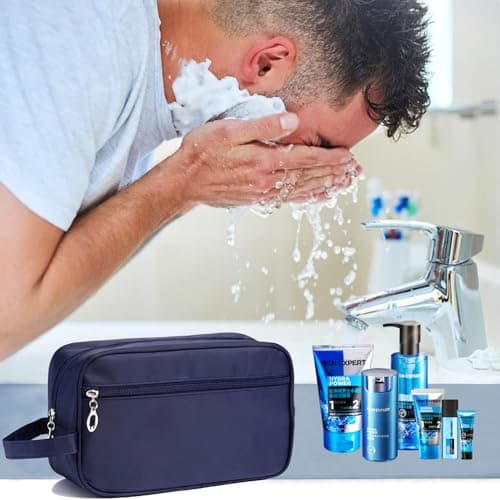 FITDON Portable Travel Toiletry Bag, Waterproof Dopp Kit Shaving Bag for Men, Blue — view 3