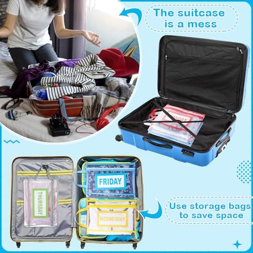Trandraft 7 Pack Packing Cubes Bulk for Travel with Days of Week — view 6
