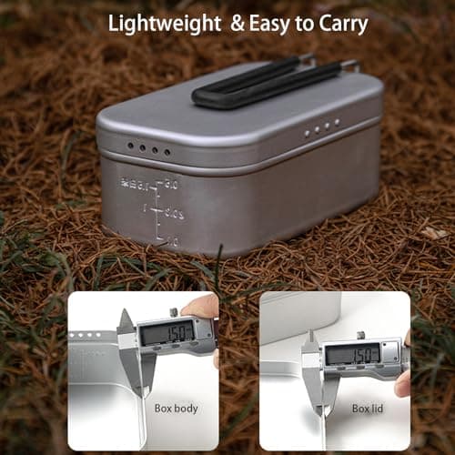 Campingmoon Camping Mess Tin Pressure Relief Aluminum Dinner Box Camping Bowls Cooking Pot with Foldable Handle(0.65L) for Camping & Cooking — view 4