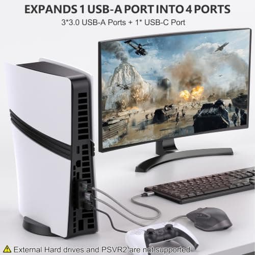 4 Port 3.0 USB Hub for PS5 Pro/PS5 Slim/Steam Machine/PC Expansion Adapter — view 3