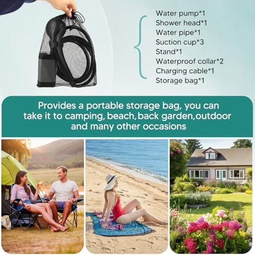 Portable Shower for Camping, Rechargeable, Outdoor Electric Shower Kit — view 4