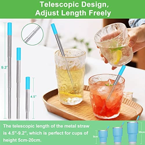 Kynup Metal Straw, 4 Pack Collapsible Reusable Straws with Case — view 2