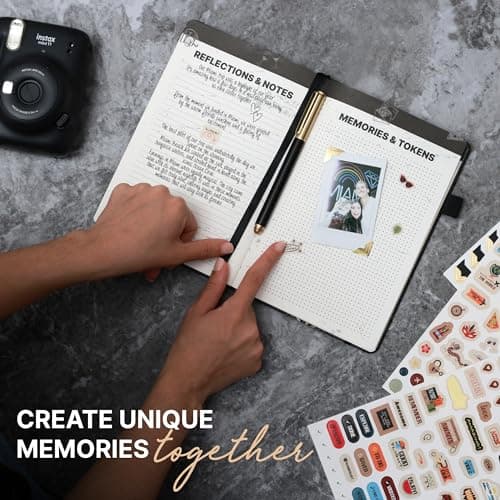 3-in-1 Prazoli Couples Adventure Book, Travel Journal & Bucket List Scrapbook - Cute Gifts for Women & Men Couple | Travellers Notebook Planner & Organiser With Pockets & Prompts Keepsakes Diary — view 4