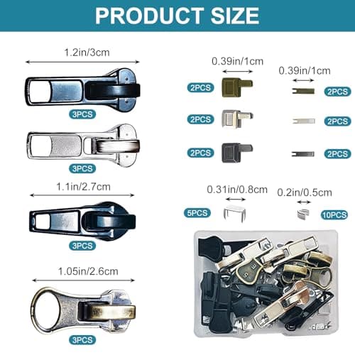 Zip Repair Kit 39Pcs,Zipper Repair Kit,Zipper Pull Replacement Set for #5 — view 2