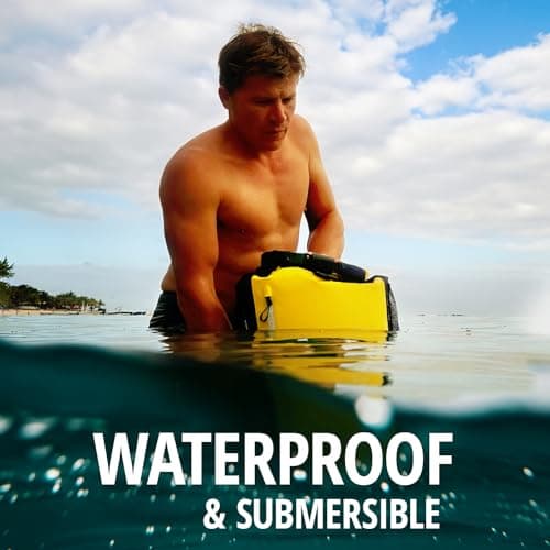 OverBoard Blue Explorer Waterproof Backpack 30L Bundle | Roll Top Floating Dry Bag for Kayaking, Beach, Boating, Hiking, Rafting | Includes Waterproof Phone Case and Backpack Organiser (Blue,30 Litre) — view 4