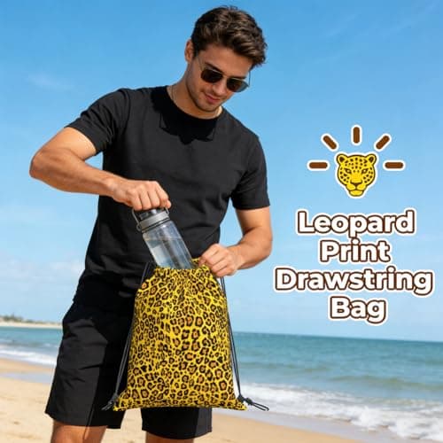 KAOVCXR Leopard Print Beach Towel for Adults, Large Soft Leopard Sand Towel with Drawstring Bag, Travel Pool Swimming Sports Shower Sand Free Quick Dry Bath Towel for Pool, Beach, Yoga- 150x75cm — view 6